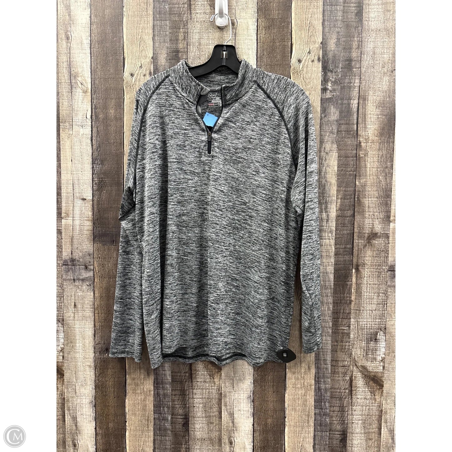Athletic Top Long Sleeve Collar By Under Armour In Grey, Size: L
