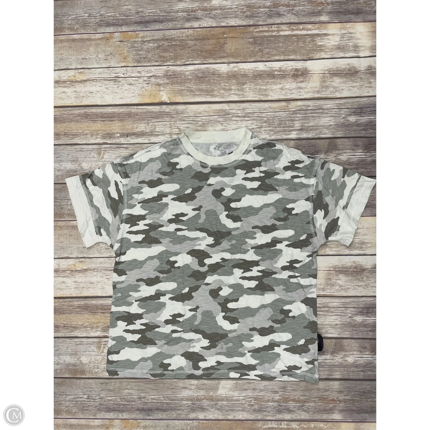 Top Short Sleeve By Aerie In Camouflage Print, Size: S