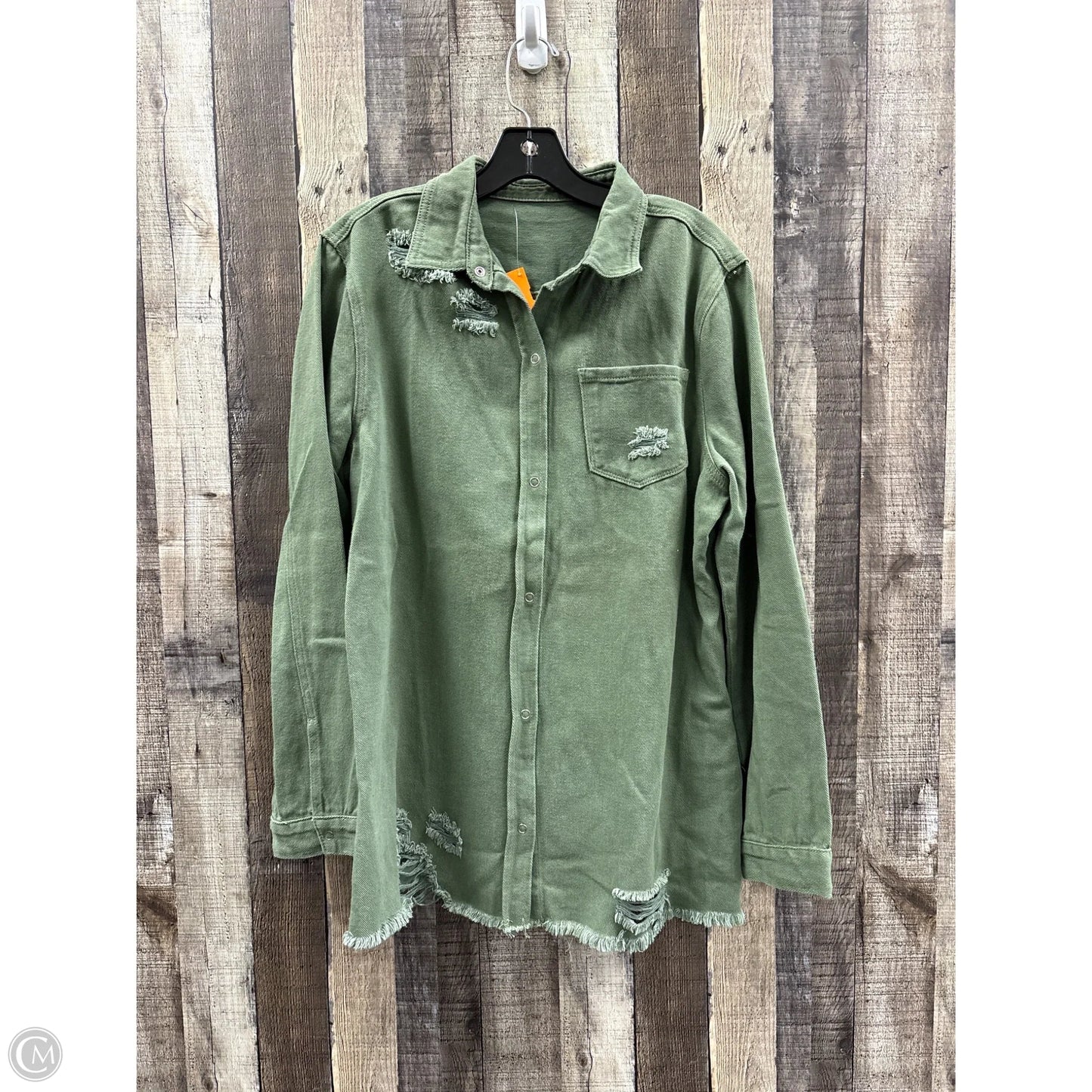 Jacket Denim By Cme In Green Denim, Size: Xl