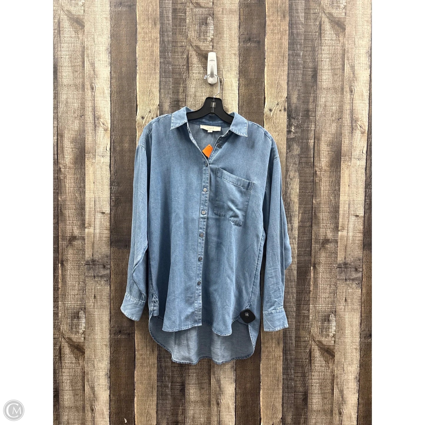 Top Long Sleeve By Loft In Blue Denim, Size: Xs