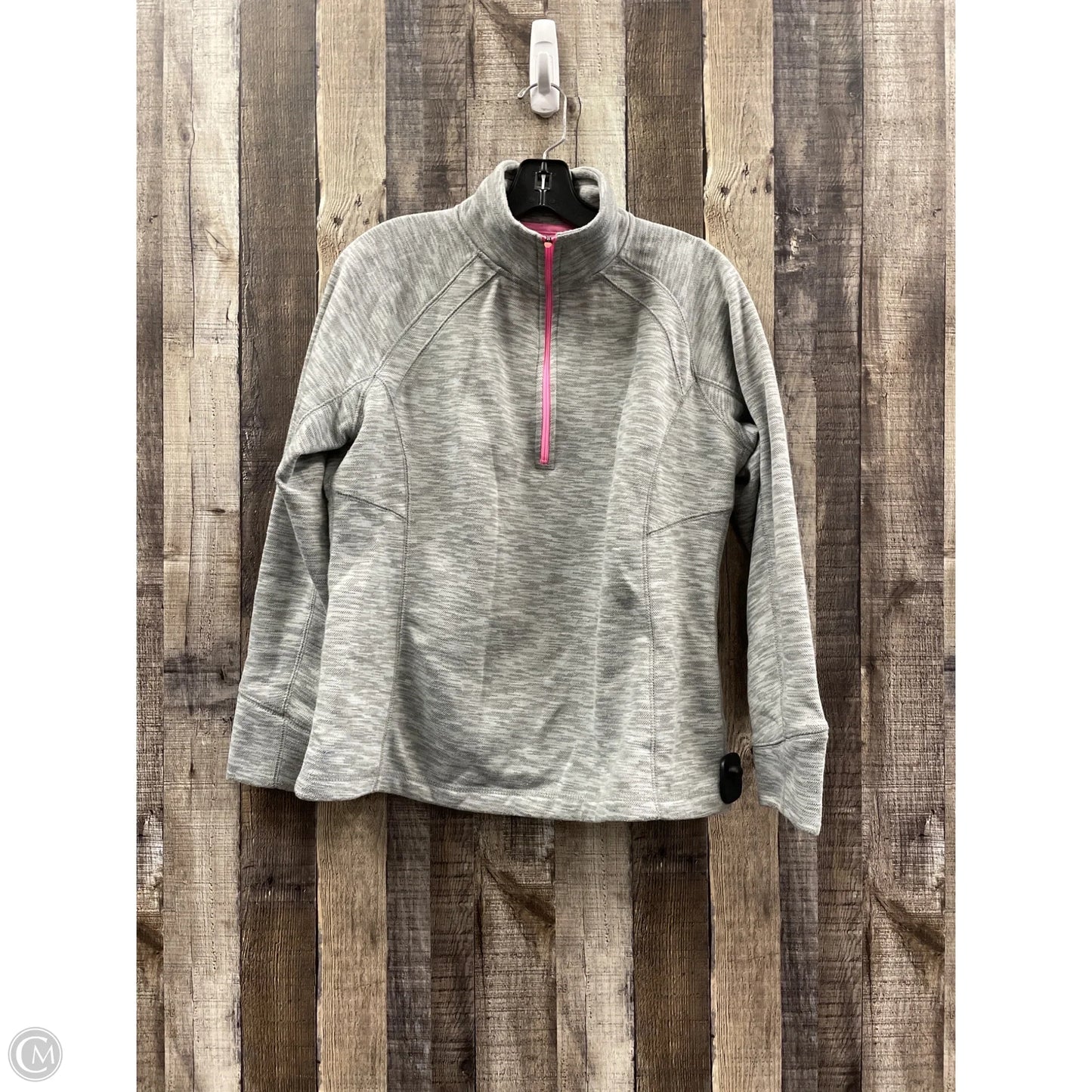 Athletic Top Long Sleeve Collar By Tek Gear In Grey & Pink, Size: L