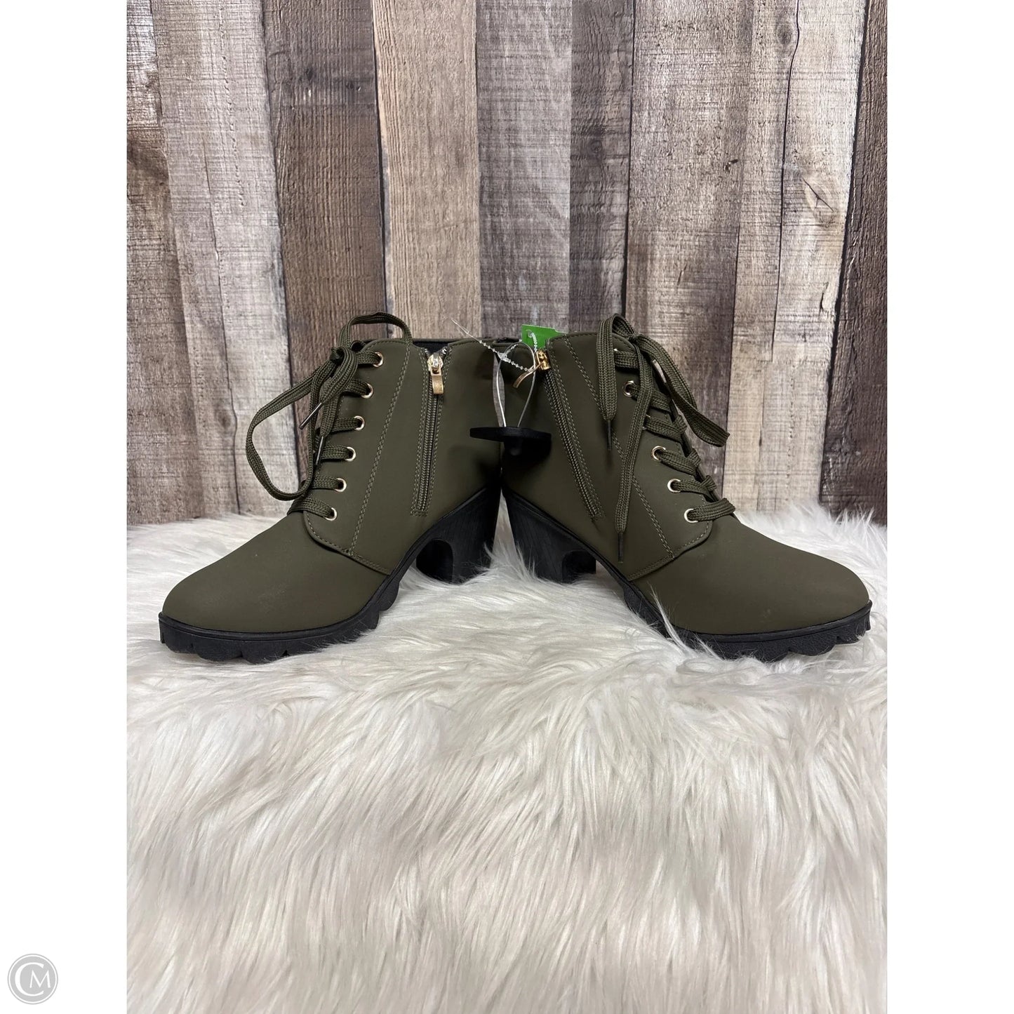 Boots Ankle Heels By Cme In Green, Size: 7