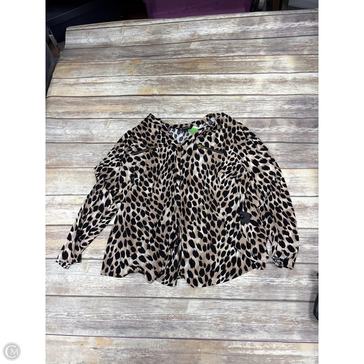 Top Long Sleeve By Inc In Animal Print, Size: 3x