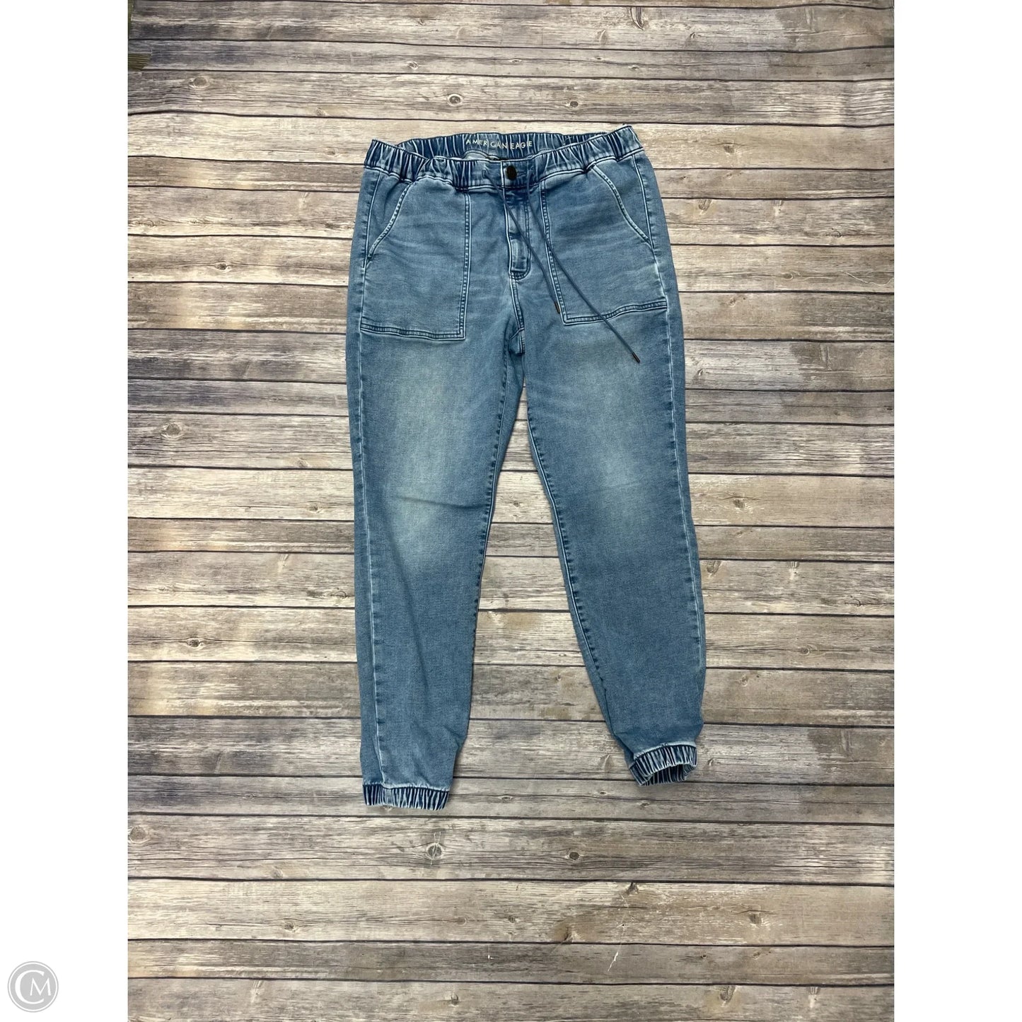 Jeans Straight By American Eagle In Blue Denim, Size: 16