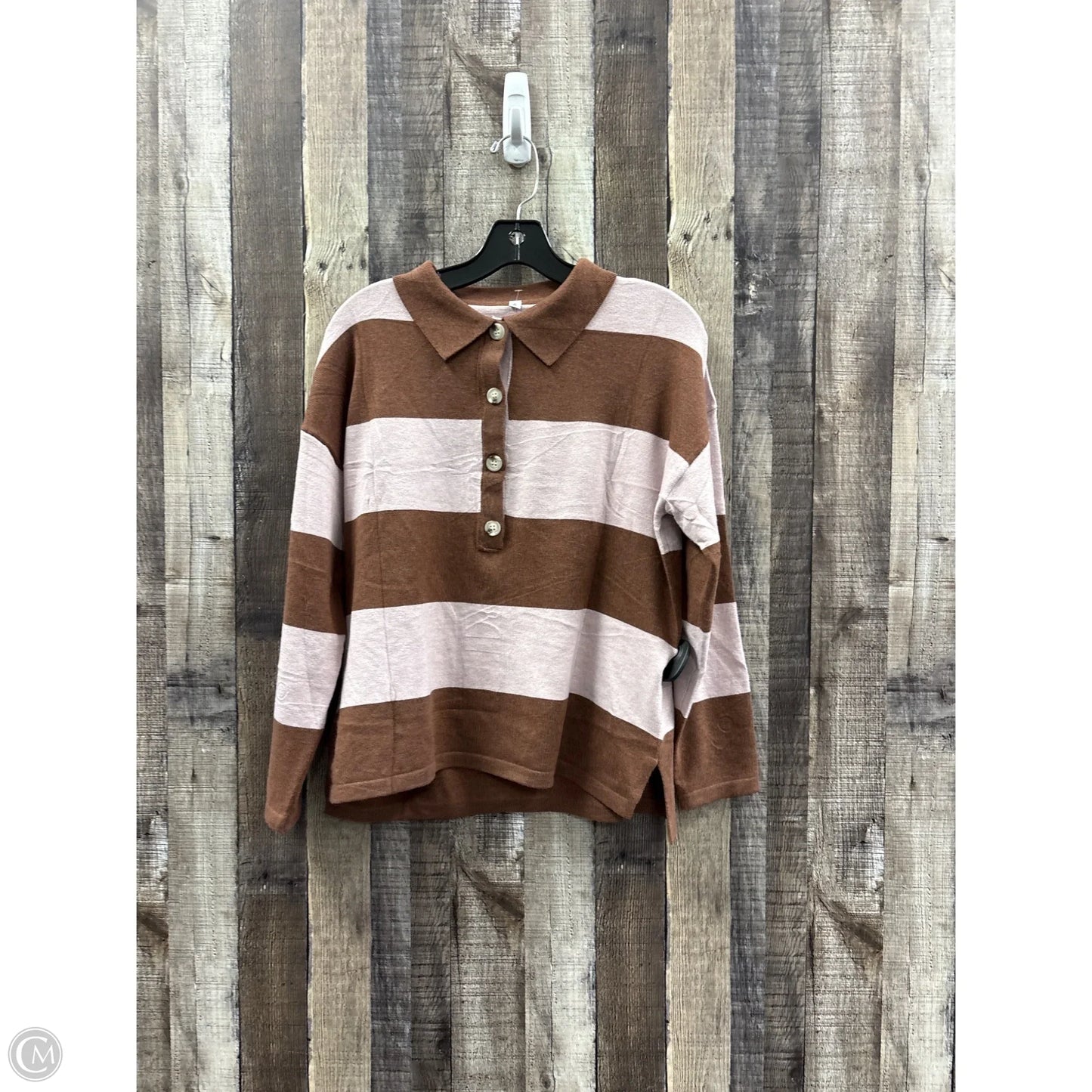 Top Long Sleeve By Cme In Striped Pattern, Size: S