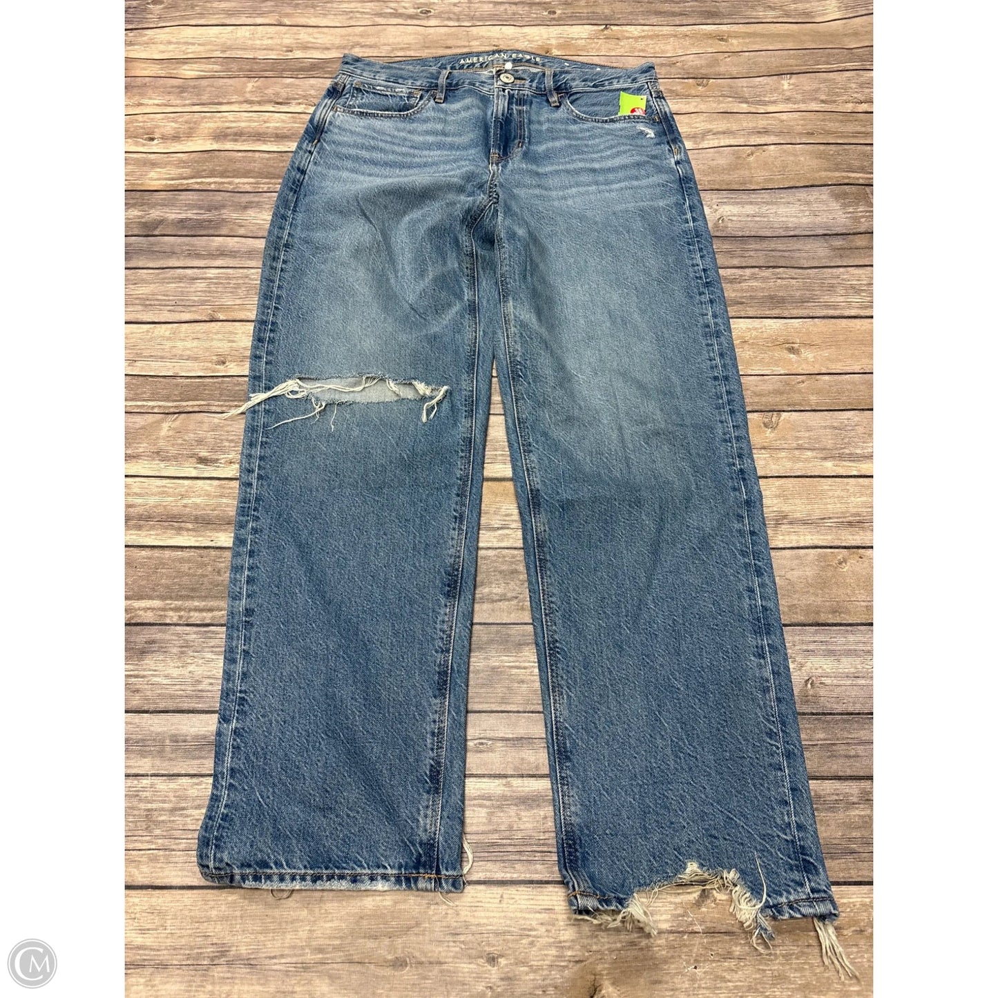 Jeans Straight By American Eagle In Blue Denim, Size: 10