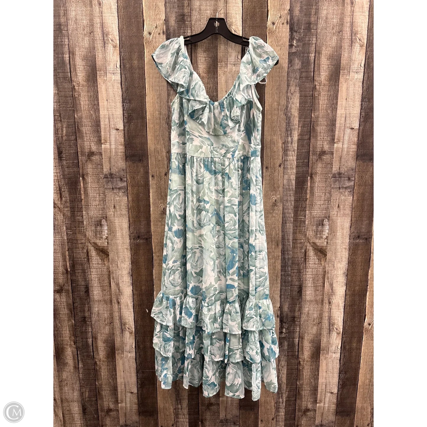 Dress Casual Maxi By Calvin Klein In Blue & Green, Size: 8