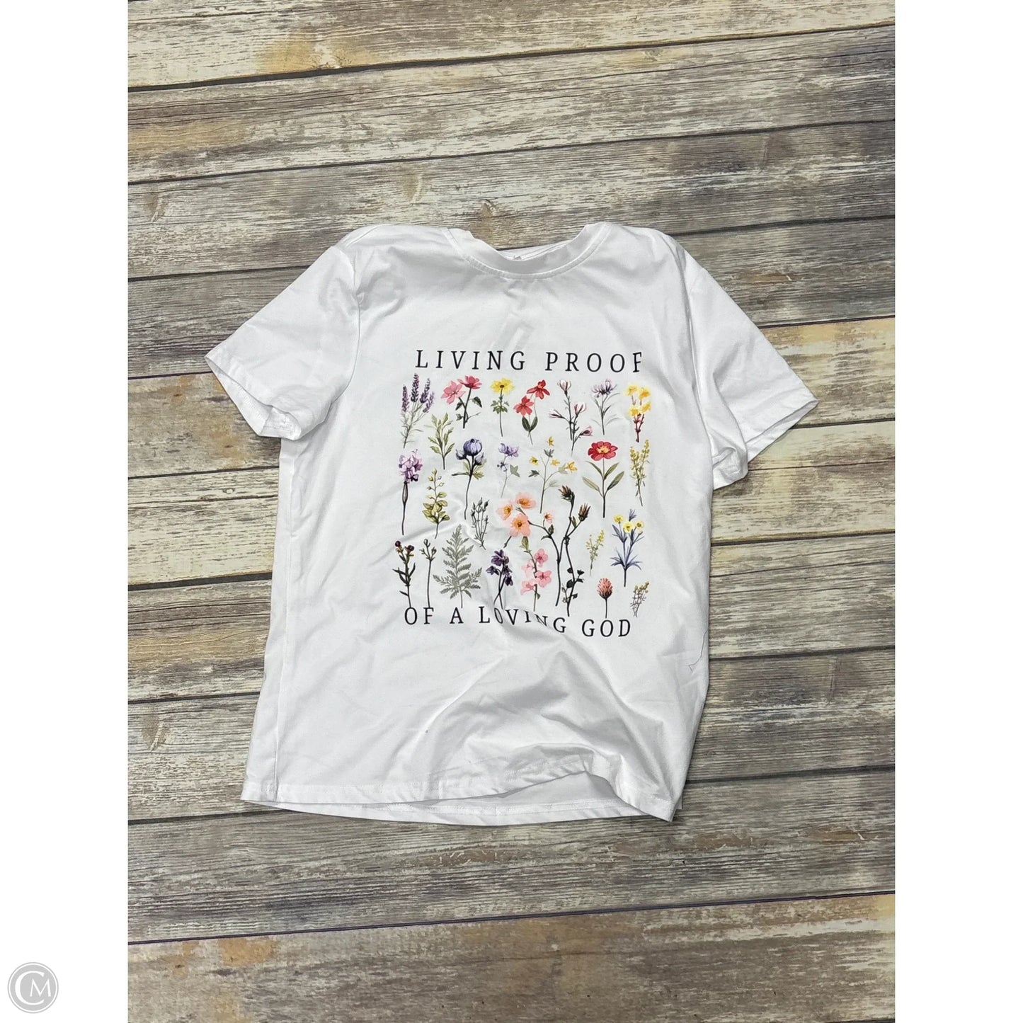 Top Short Sleeve By Cme In White, Size: M