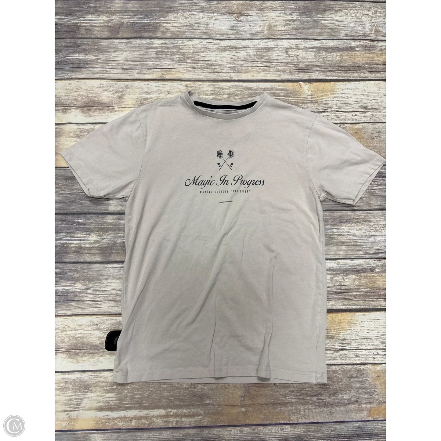 Top Short Sleeve By Cme In Tan, Size: S