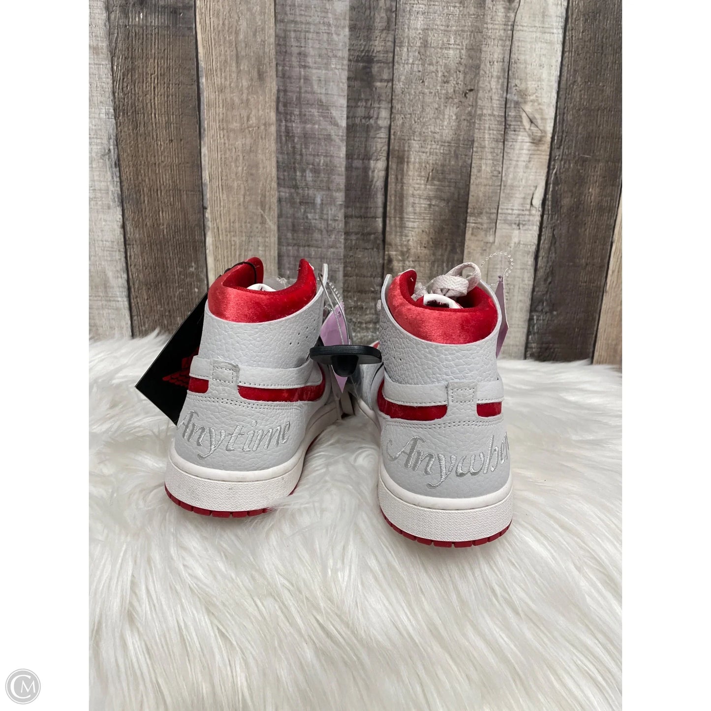 Shoes Luxury Designer By Jordan In Grey & Red, Size: 8