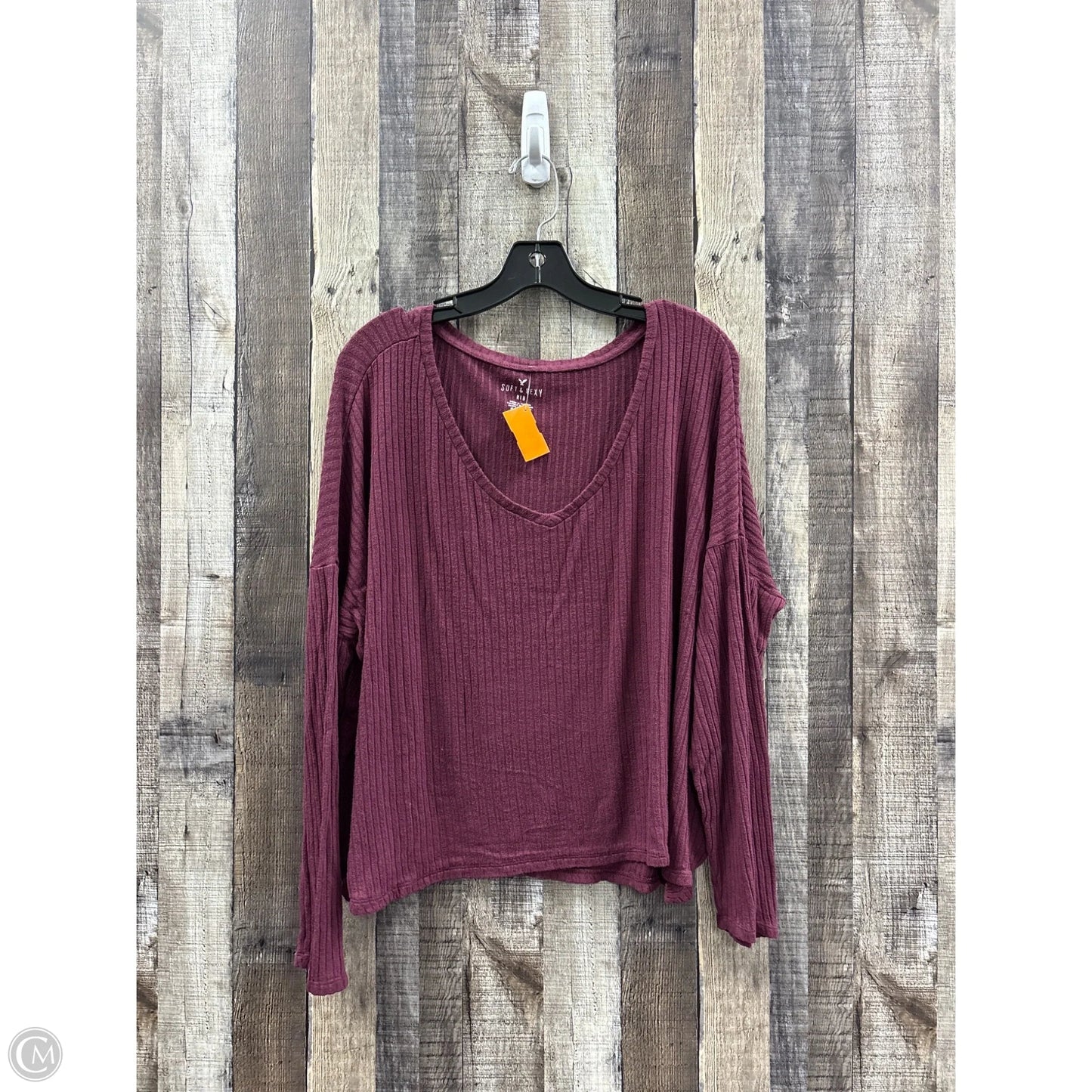 Top Long Sleeve By American Eagle In Maroon, Size: Xl