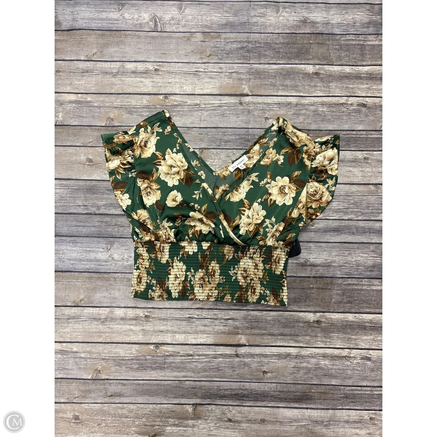 Top Short Sleeve By Blu Pepper In Green, Size: M
