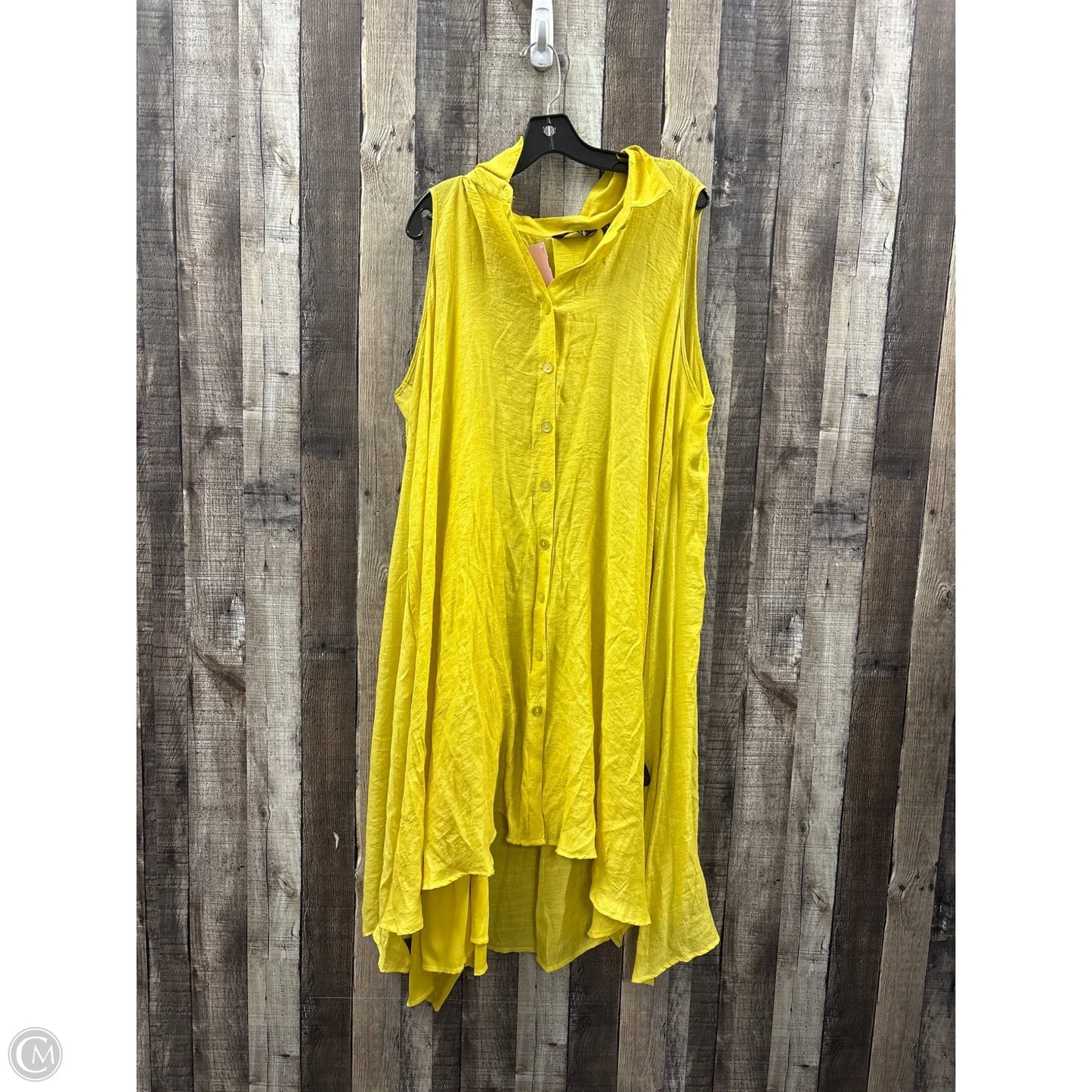 Dress Casual Midi By Mlle Gabrielle In Yellow, Size: 3x