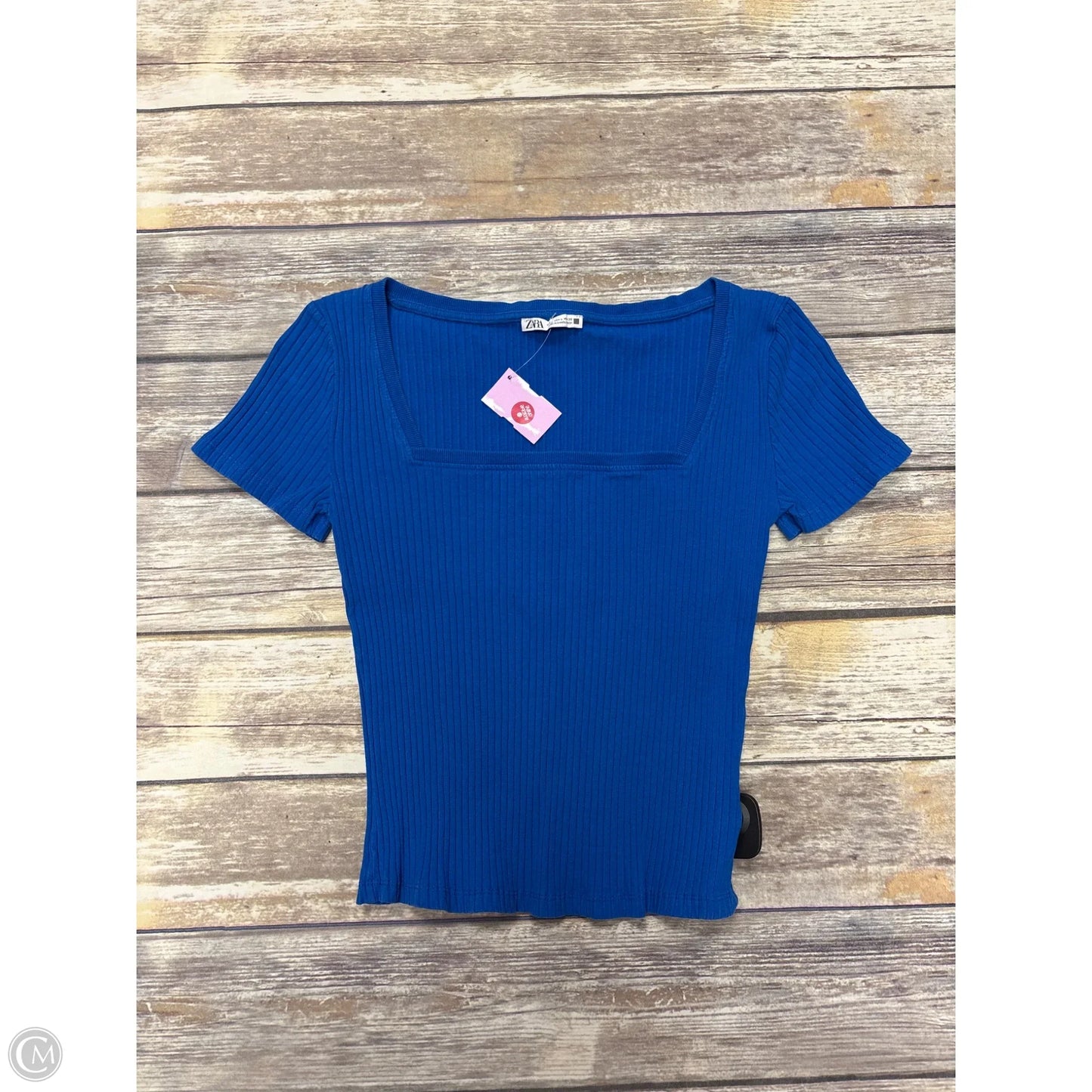 Top Short Sleeve By Zara In Blue, Size: L