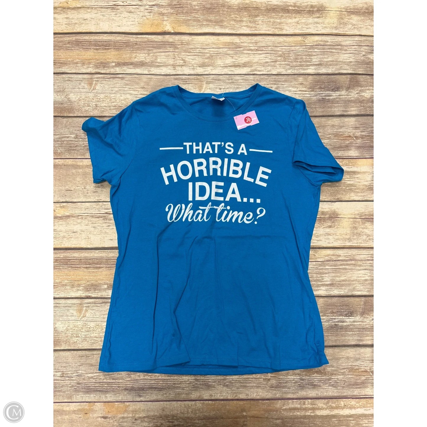 Top Short Sleeve Basic By Cmf In Blue, Size: L