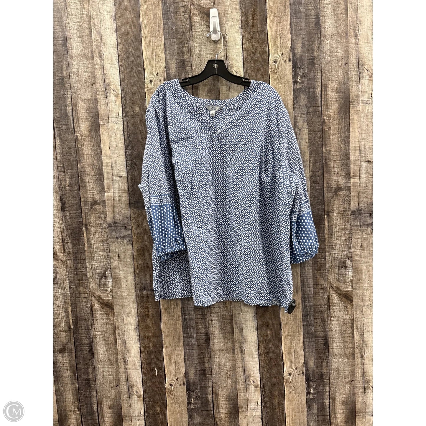 Top 3/4 Sleeve By Croft And Barrow In Blue, Size: 3x