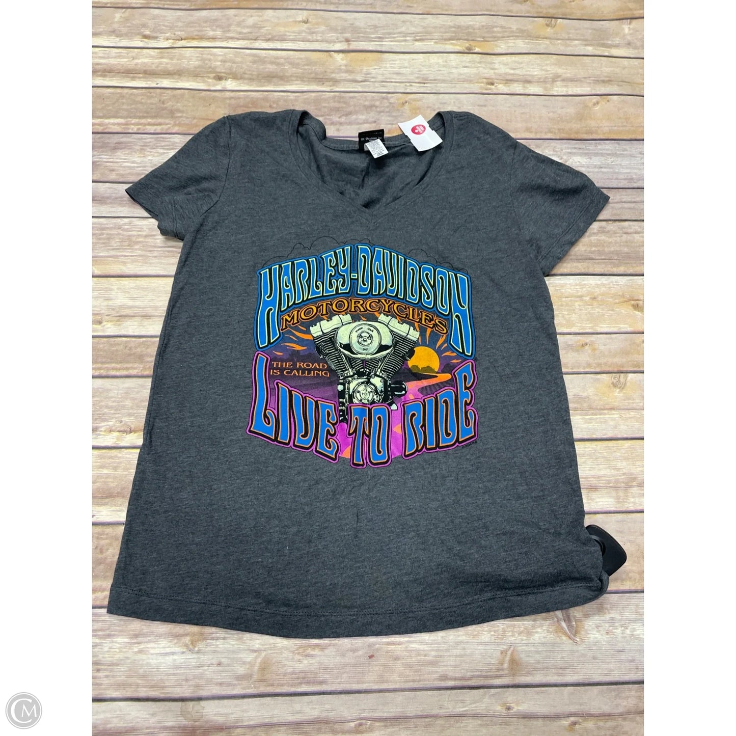 Top Short Sleeve By Harley Davidson In Grey, Size: M