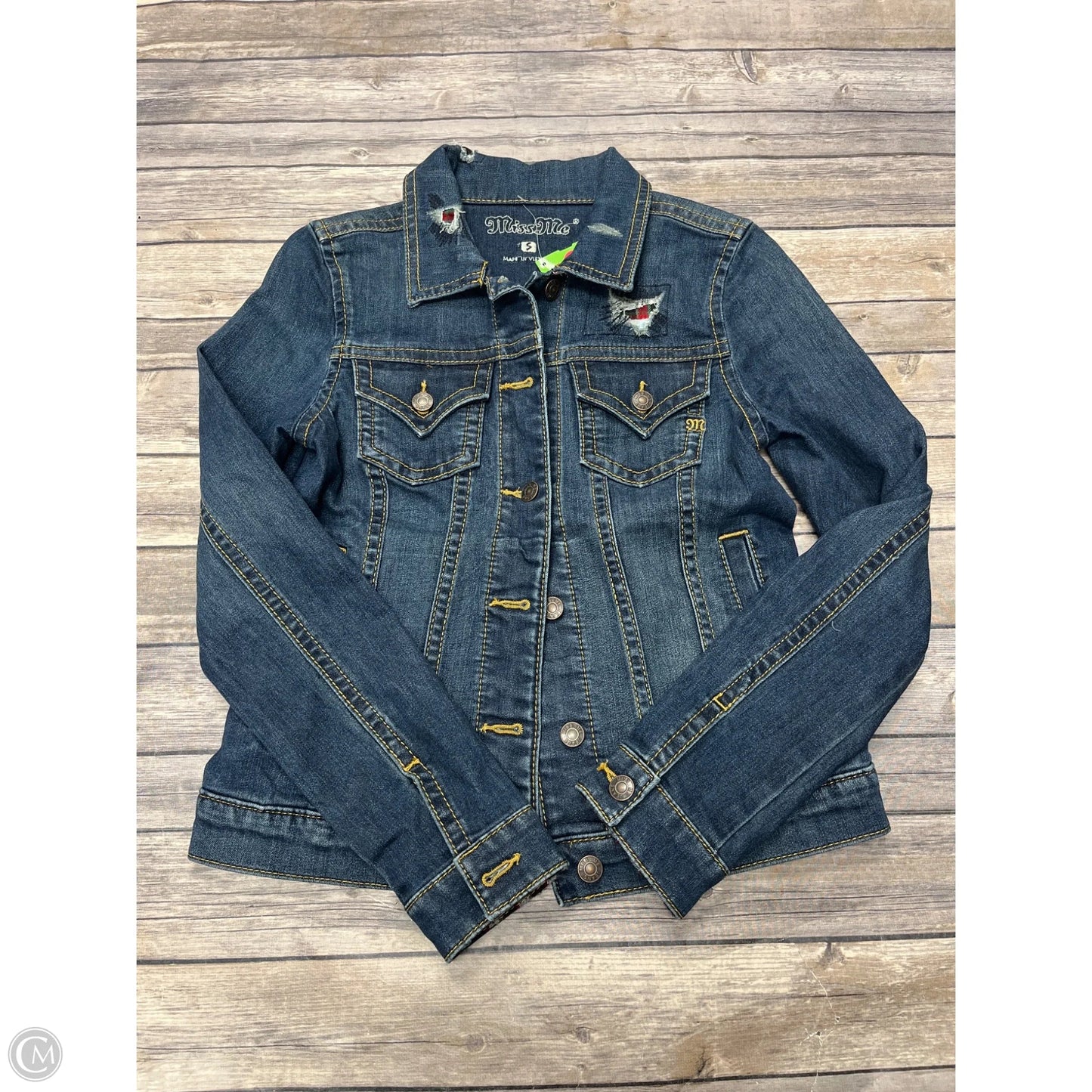 Jacket Denim By Miss Me In Blue, Size: S