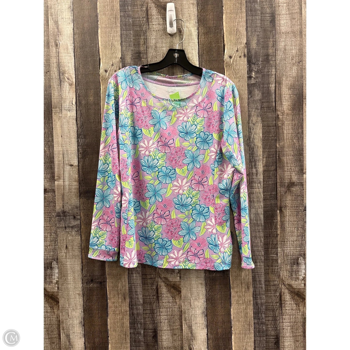 Athletic Top Long Sleeve Collar By Cme In Floral Print, Size: L