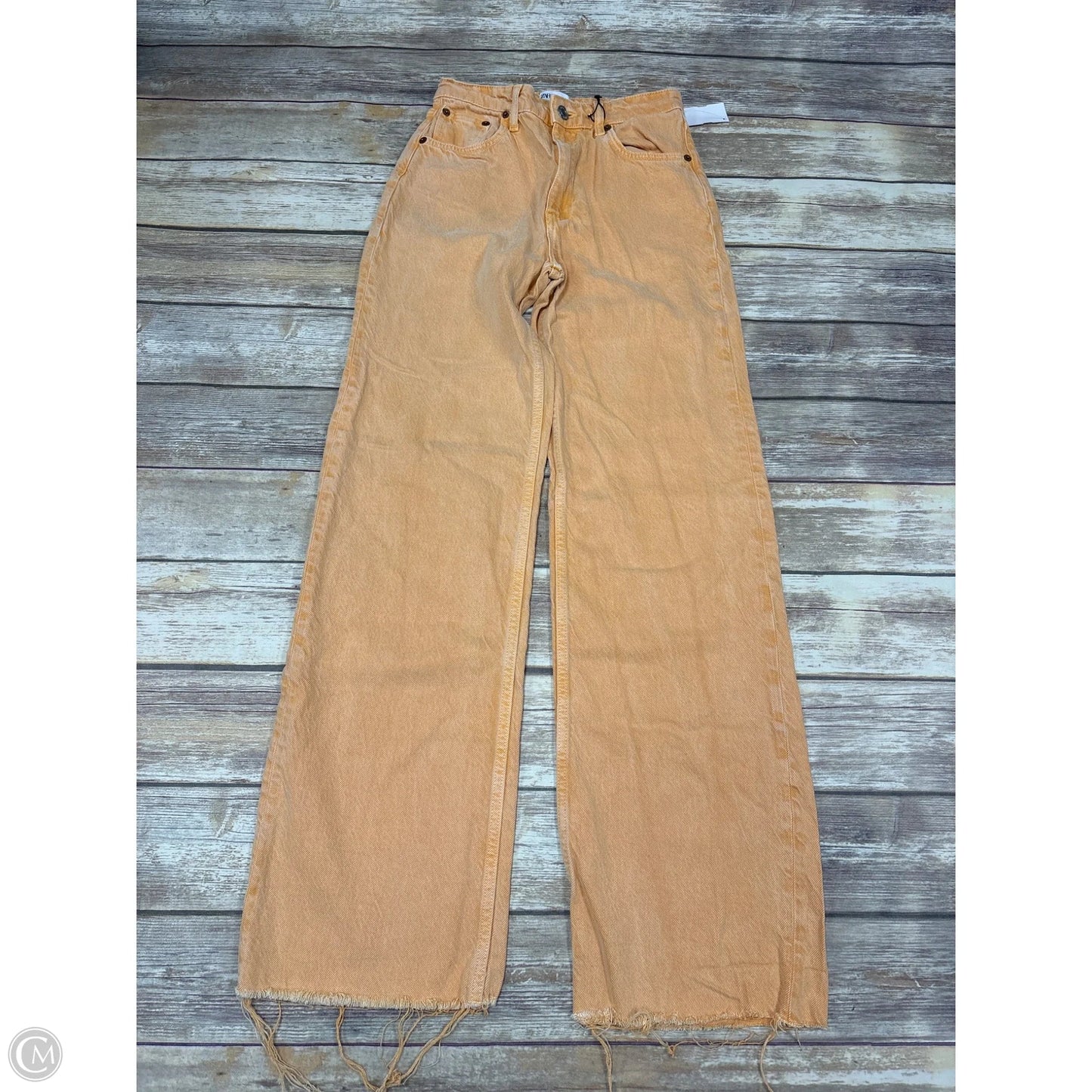 Jeans Straight By Zara In Orange Denim, Size: 6