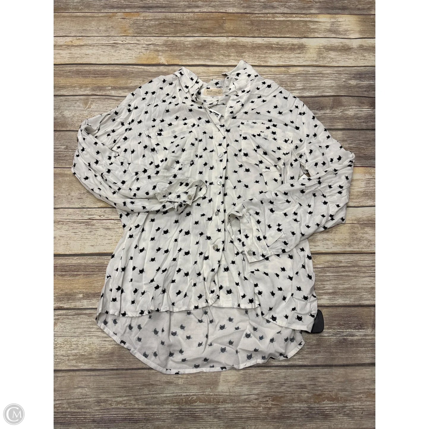 Top Long Sleeve By Just Living In White, Size: L