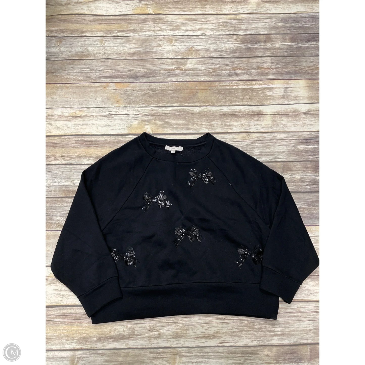 Sweatshirt Crewneck By Loft In Black, Size: M