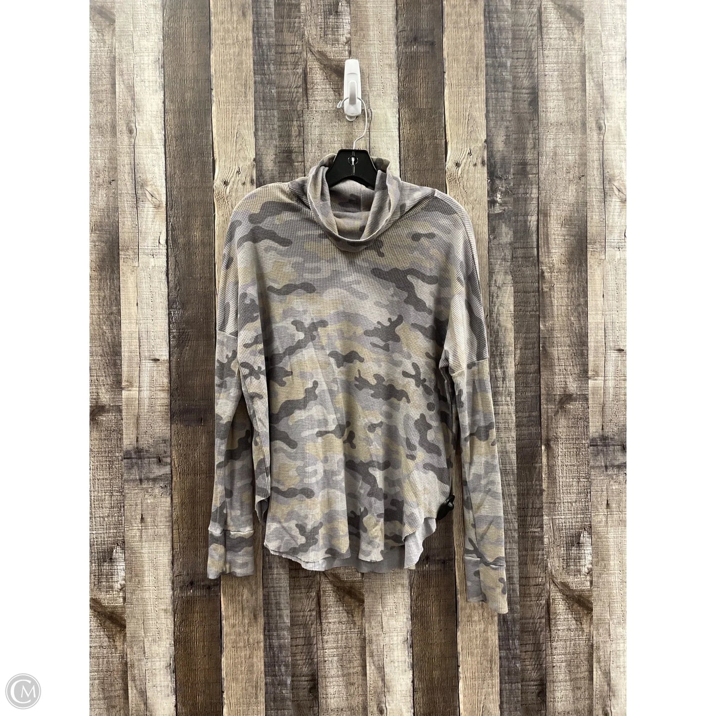 Top Long Sleeve By Michael Stars In Camouflage Print, Size: S