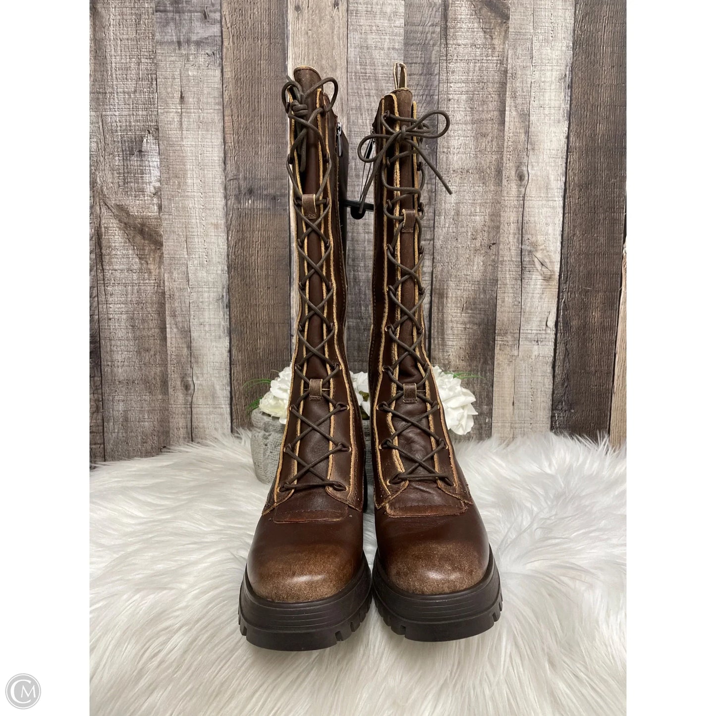 Boots Knee Heels By Franco Sarto In Brown, Size: 9
