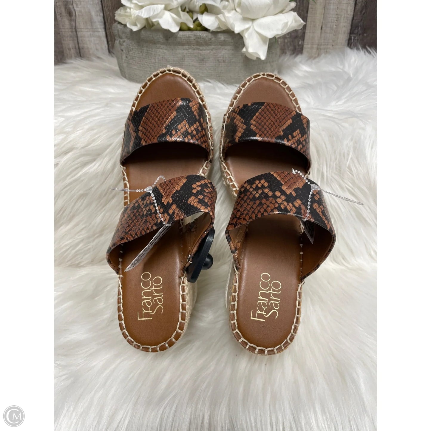 Sandals Heels Wedge By Franco Sarto In Snakeskin Print, Size: 9.5