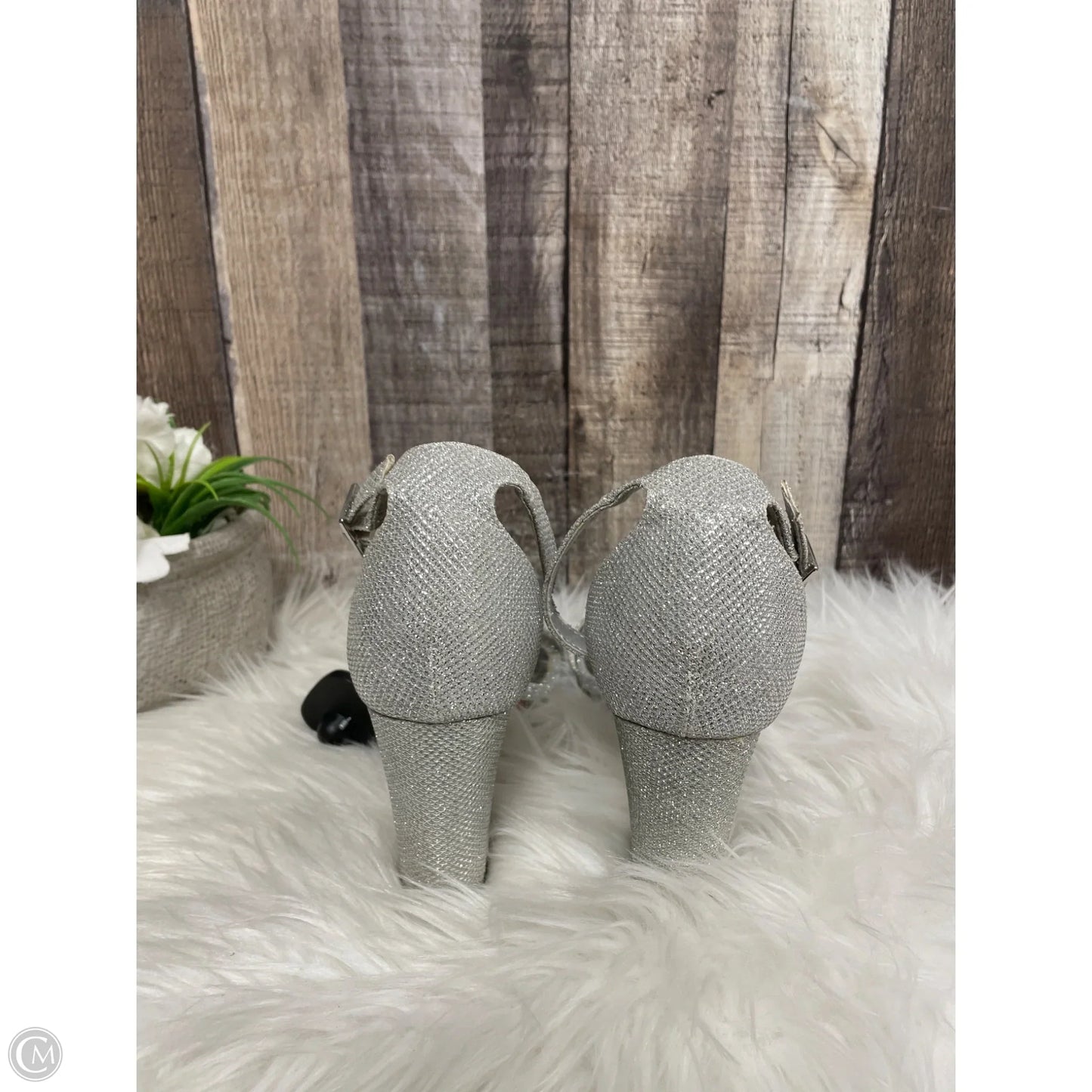 Sandals Heels Block By Worthington In Silver, Size: 6.5