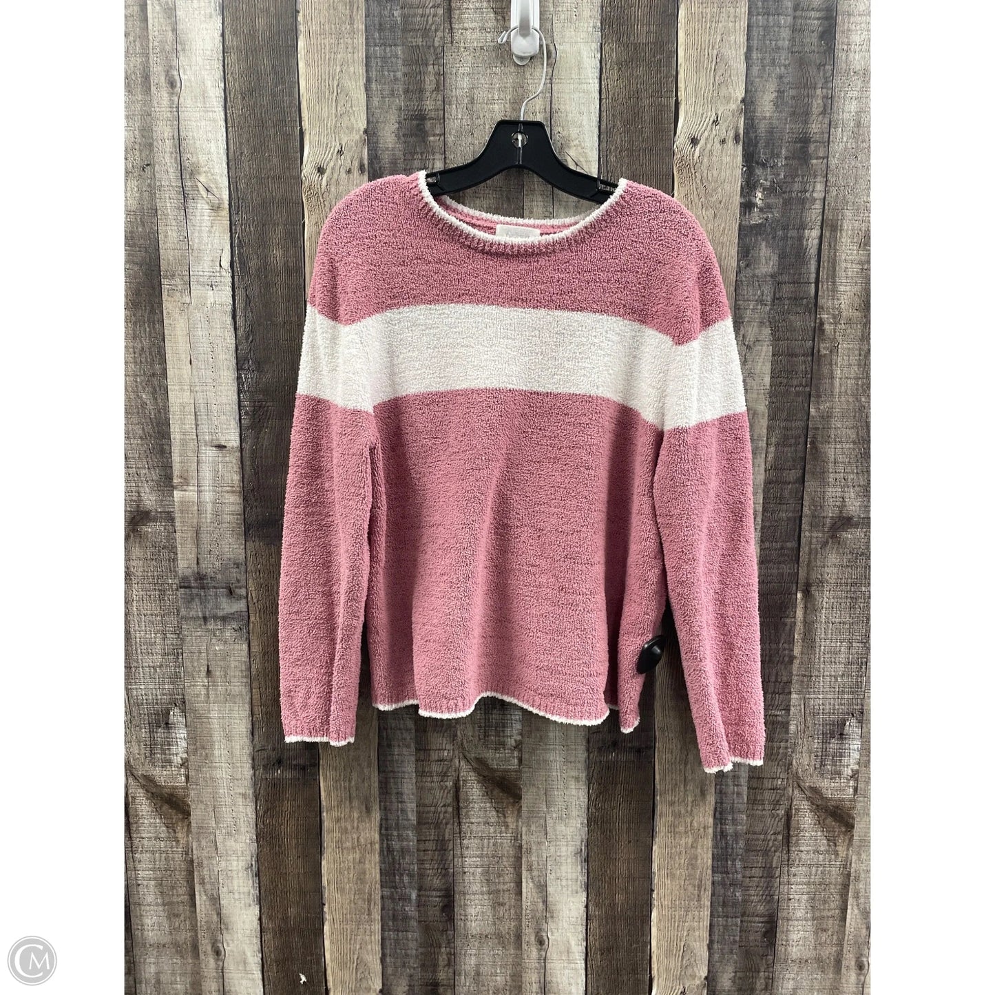 Sweater By Christopher And Banks In Pink & White, Size: L
