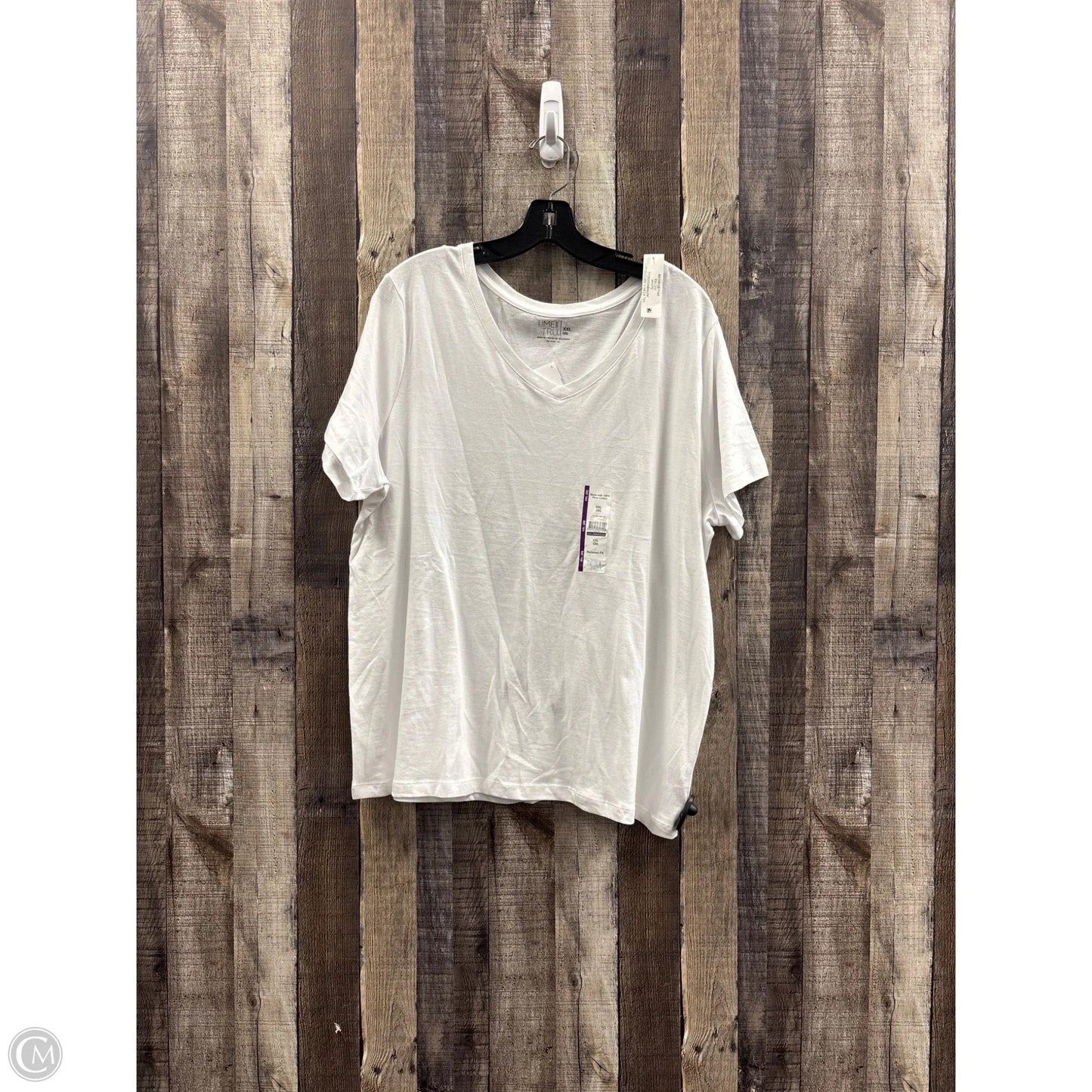 Top Short Sleeve Basic By Time And Tru In White, Size: Xxl