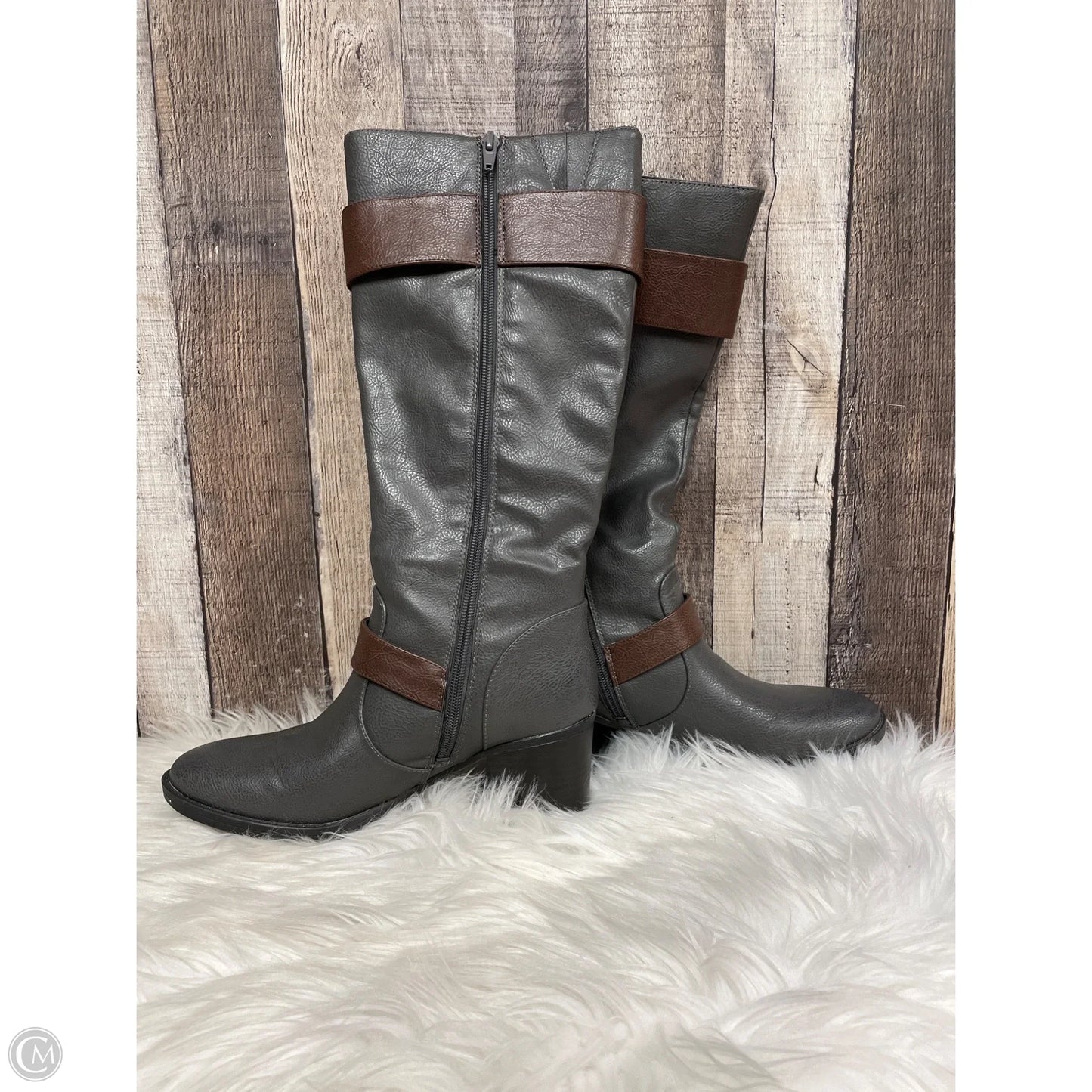 Boots Knee Heels By Natural Soul In Grey, Size: 7.5