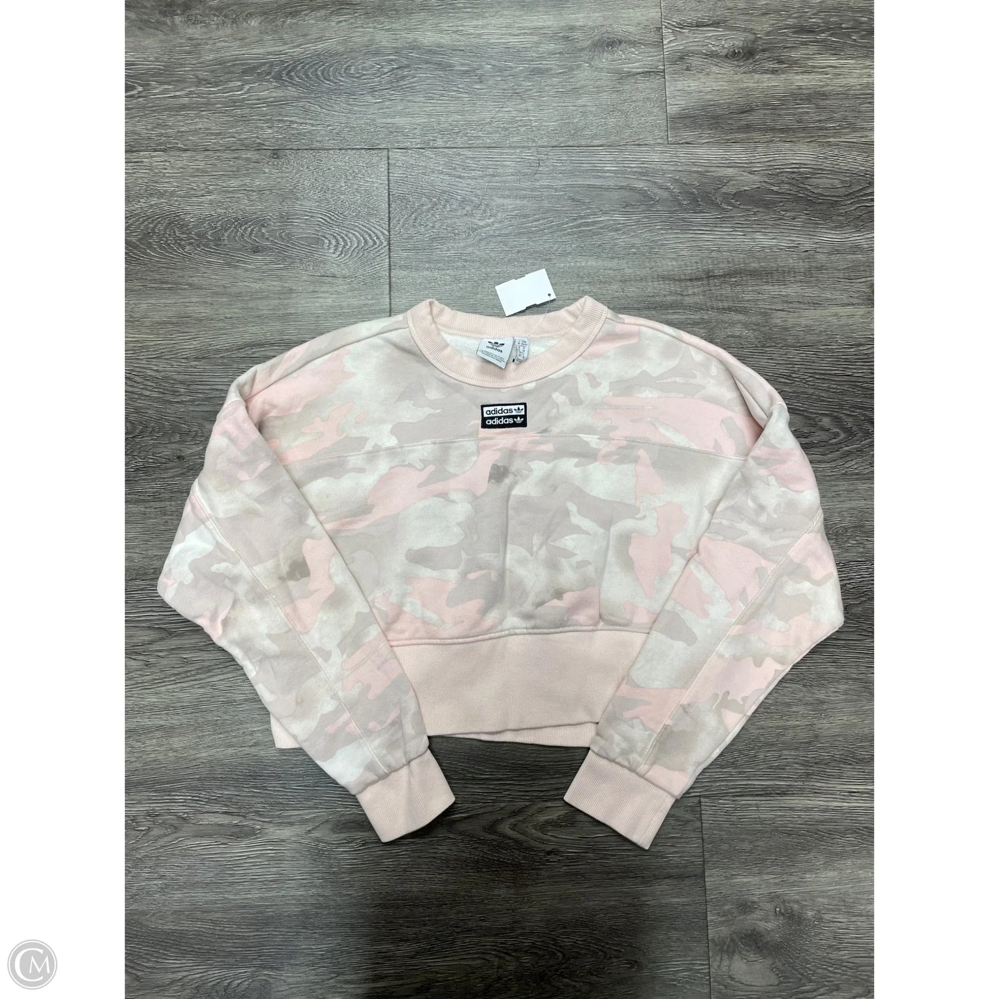 Athletic Top Long Sleeve Crewneck By Adidas In Camouflage Print, Size: Xs