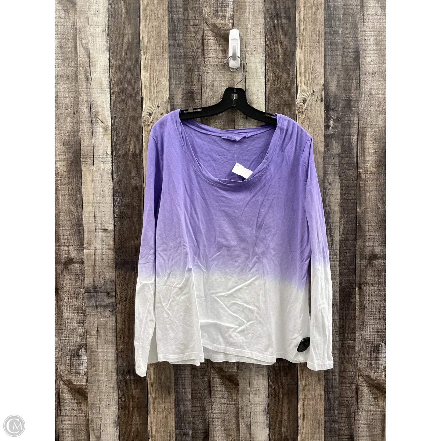 Top Long Sleeve By Cme In Purple & White, Size: L