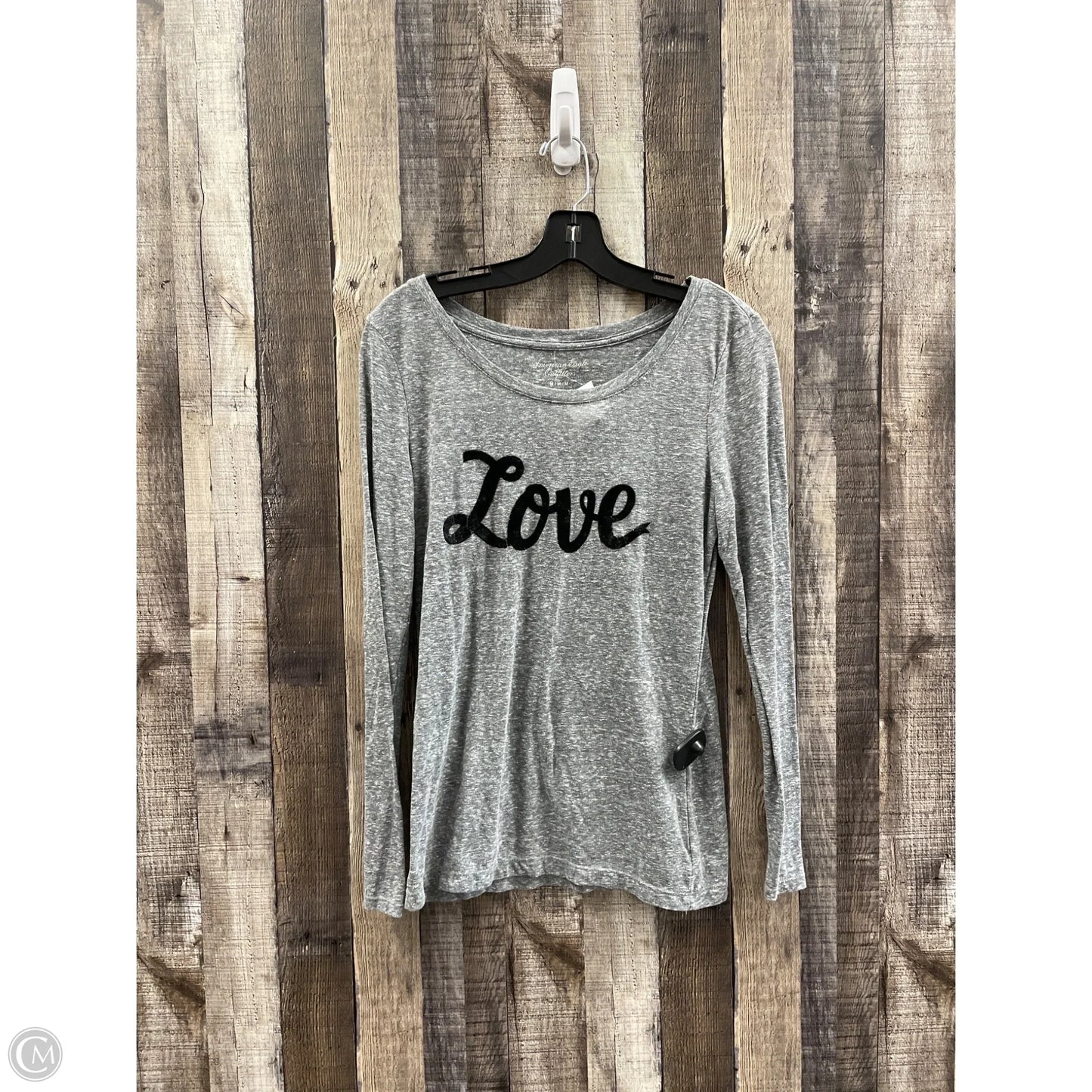 Top Long Sleeve By American Eagle In Grey, Size: M
