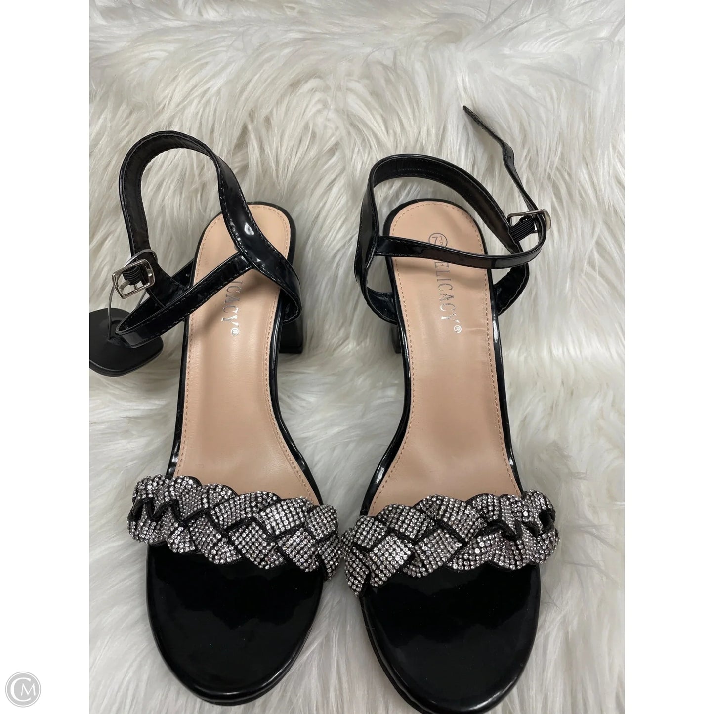 Sandals Heels Block By Cme In Black & Silver, Size: 7