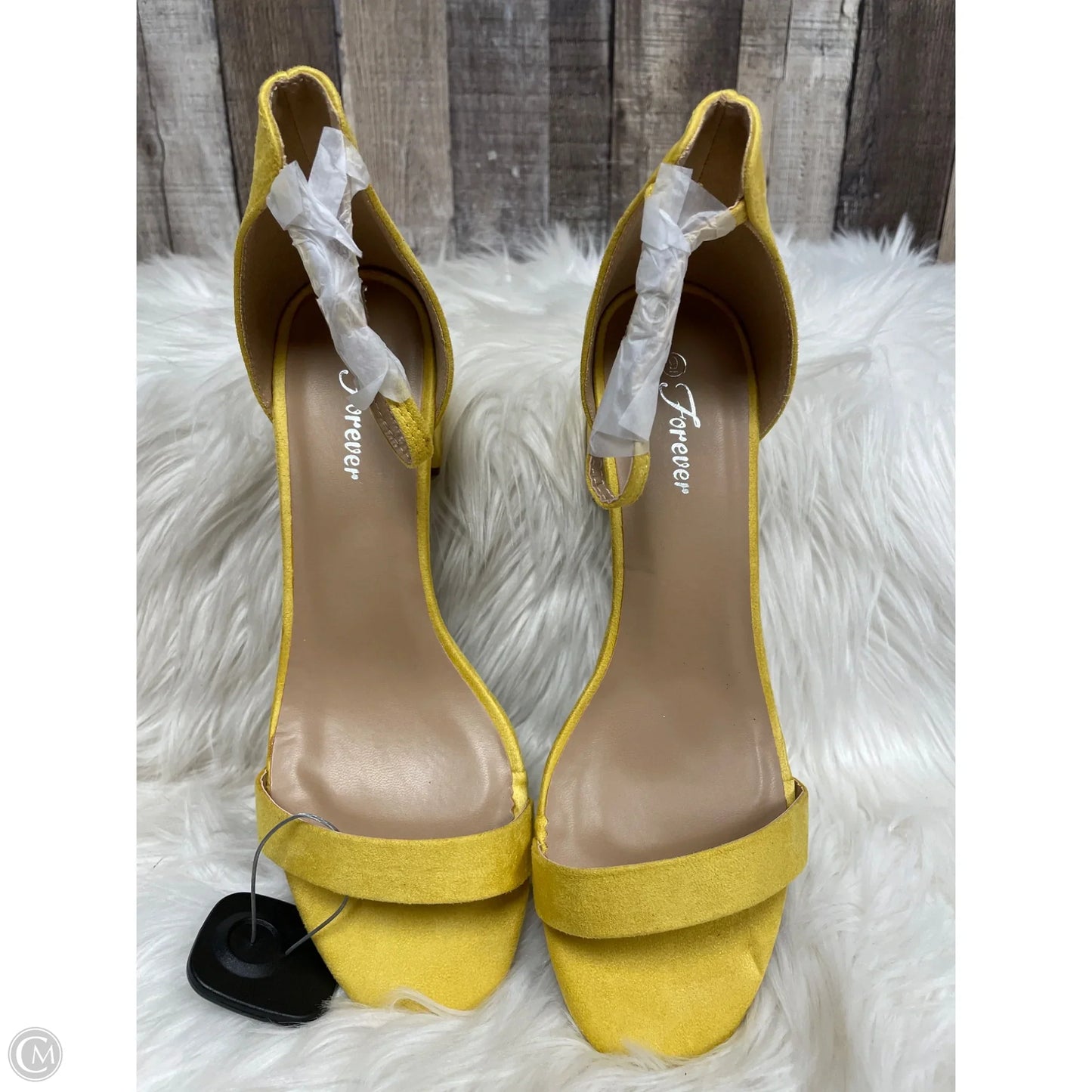 Sandals Heels Block By Forever In Yellow, Size: 9
