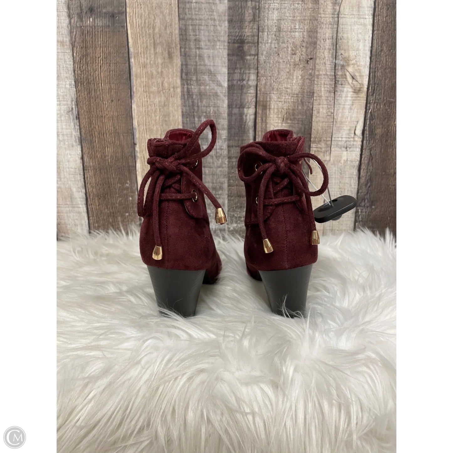 Boots Ankle Heels By Forever In Maroon, Size: 7.5