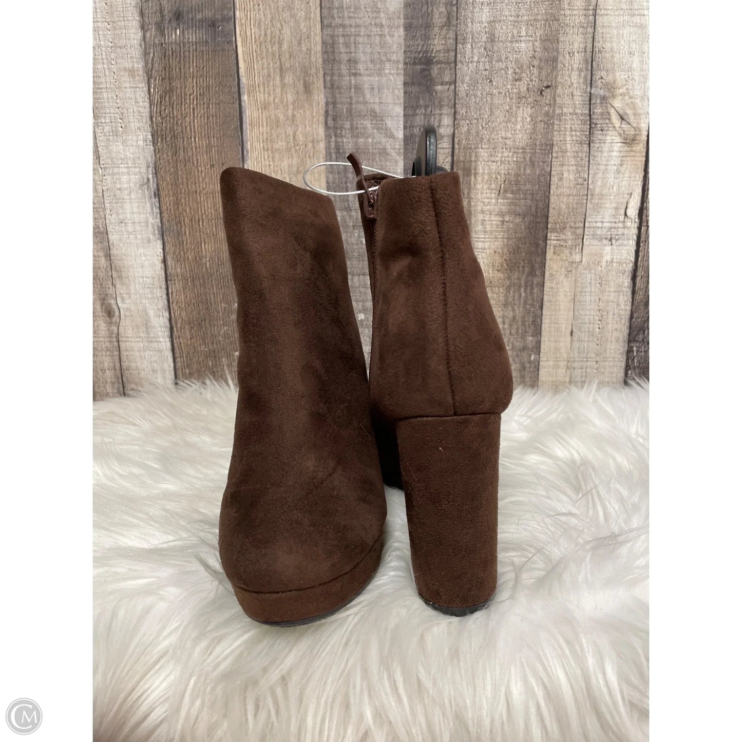 Boots Ankle Heels By Forever In Brown, Size: 7