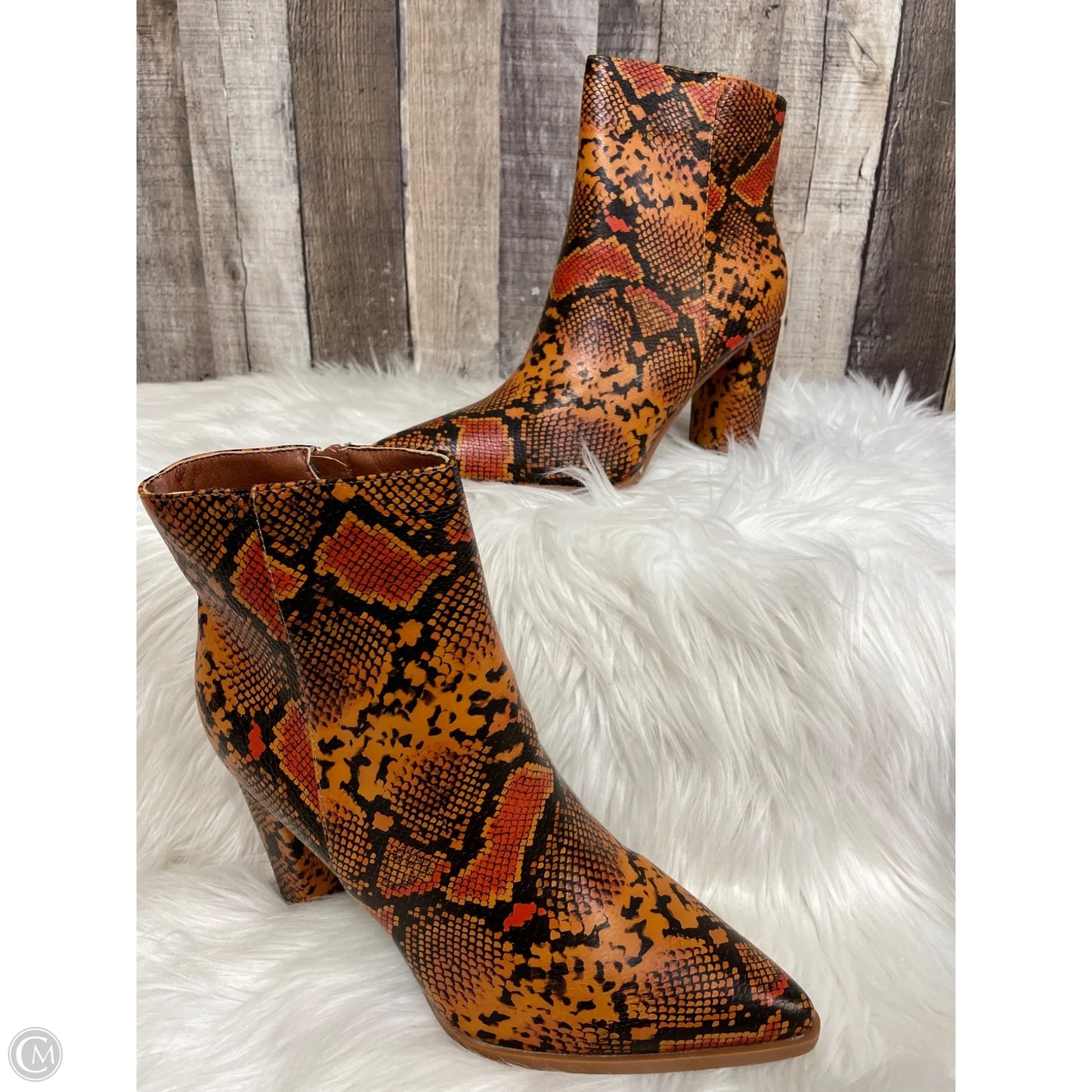 Boots Ankle Heels By Cme In Snakeskin Print, Size: 11