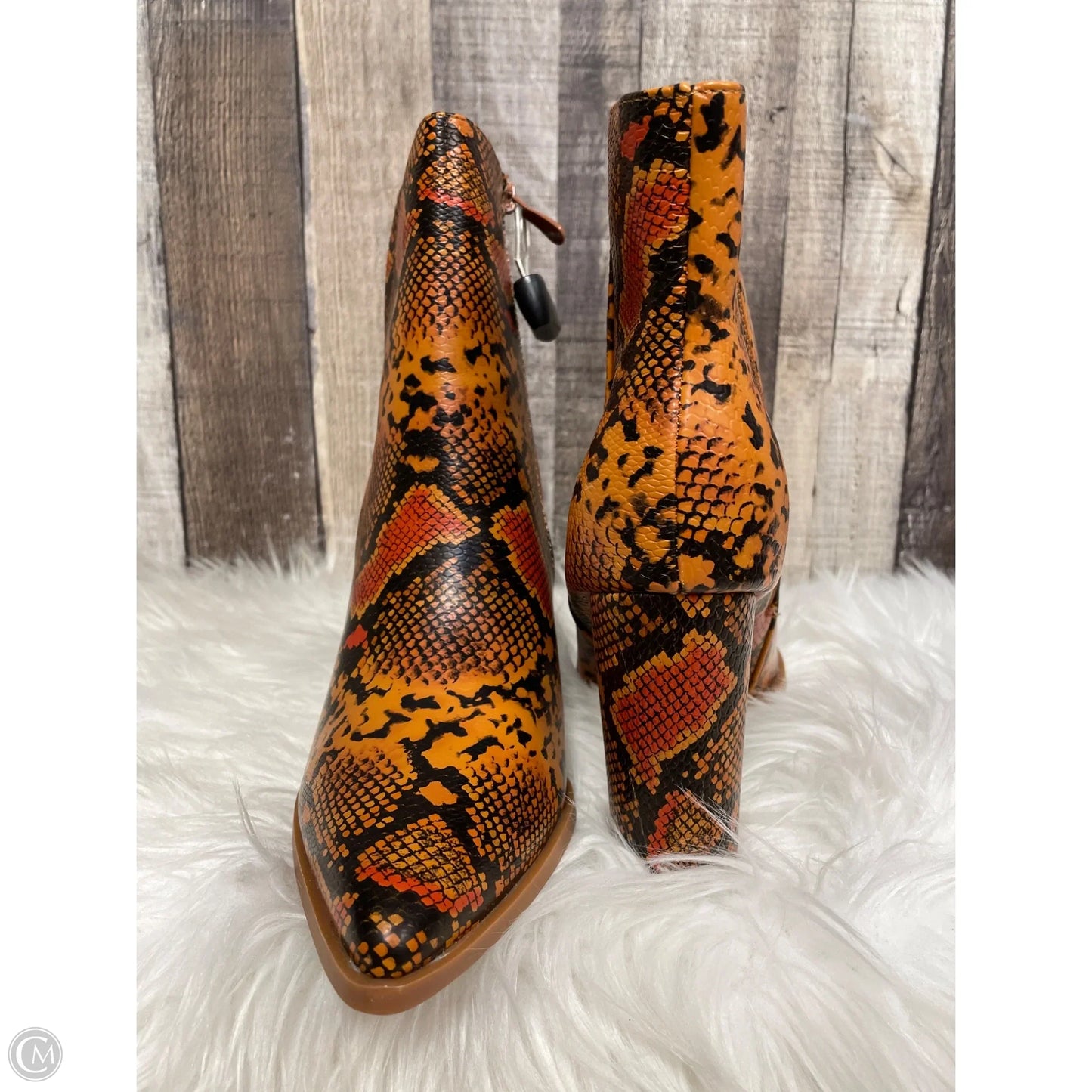 Boots Ankle Heels By Cme In Snakeskin Print, Size: 11