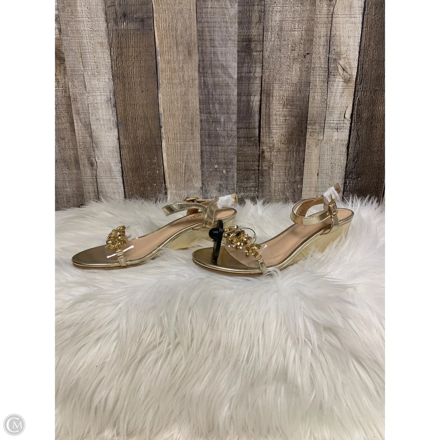Sandals Heels Wedge By Cme In Gold, Size: 6.5