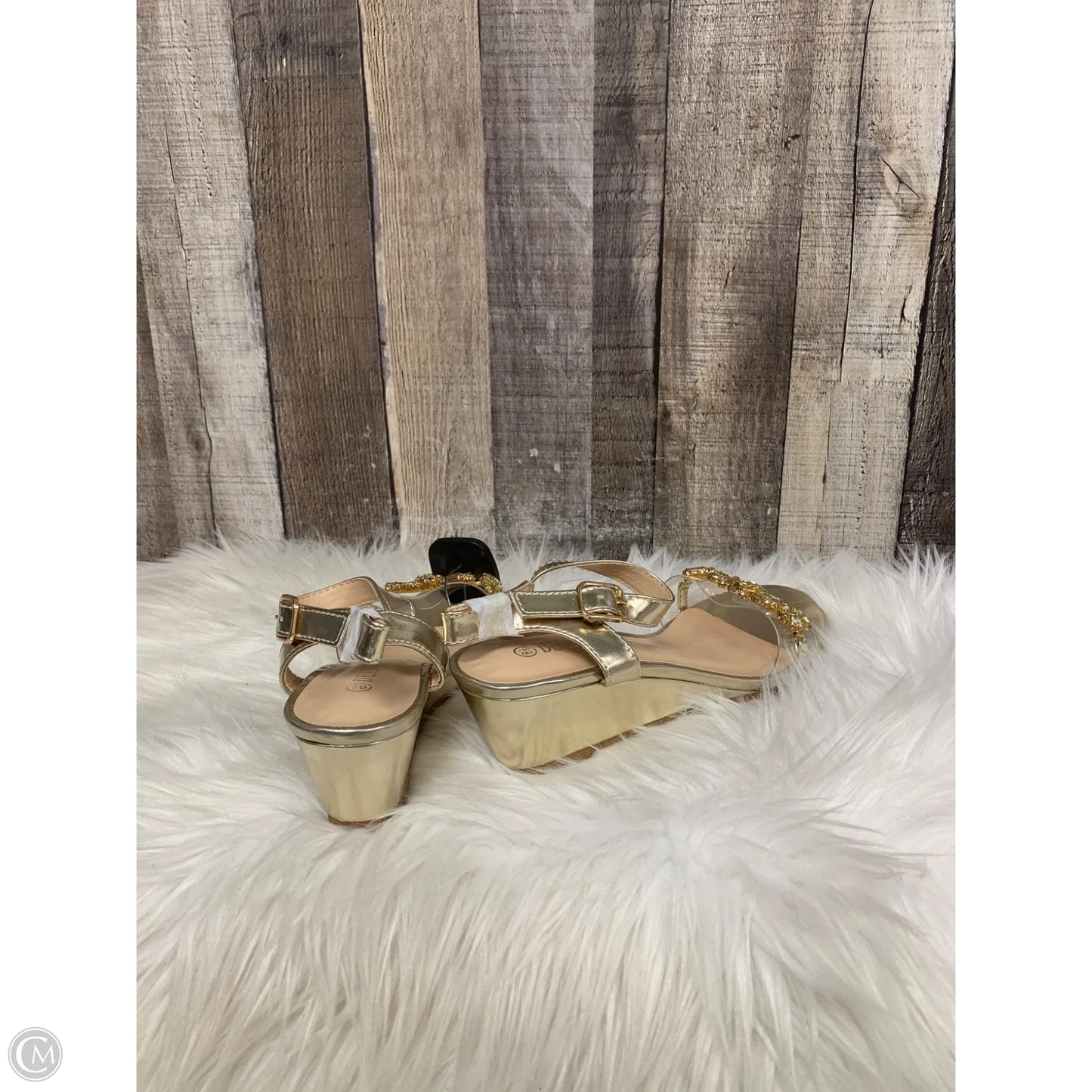 Sandals Heels Wedge By Cme In Gold, Size: 6.5