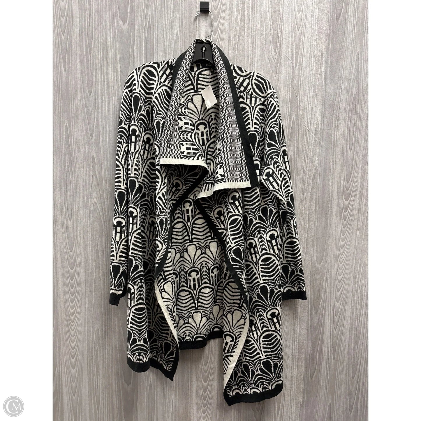 Sweater Cardigan By Melissa Paige In Black & White, Size: Xl