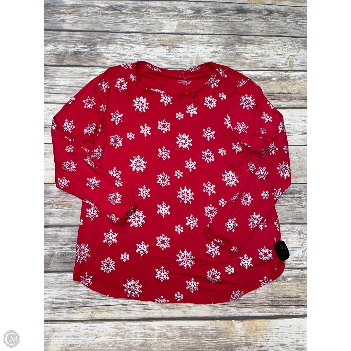 Top Long Sleeve By Apt 9 In Red & Silver, Size: L