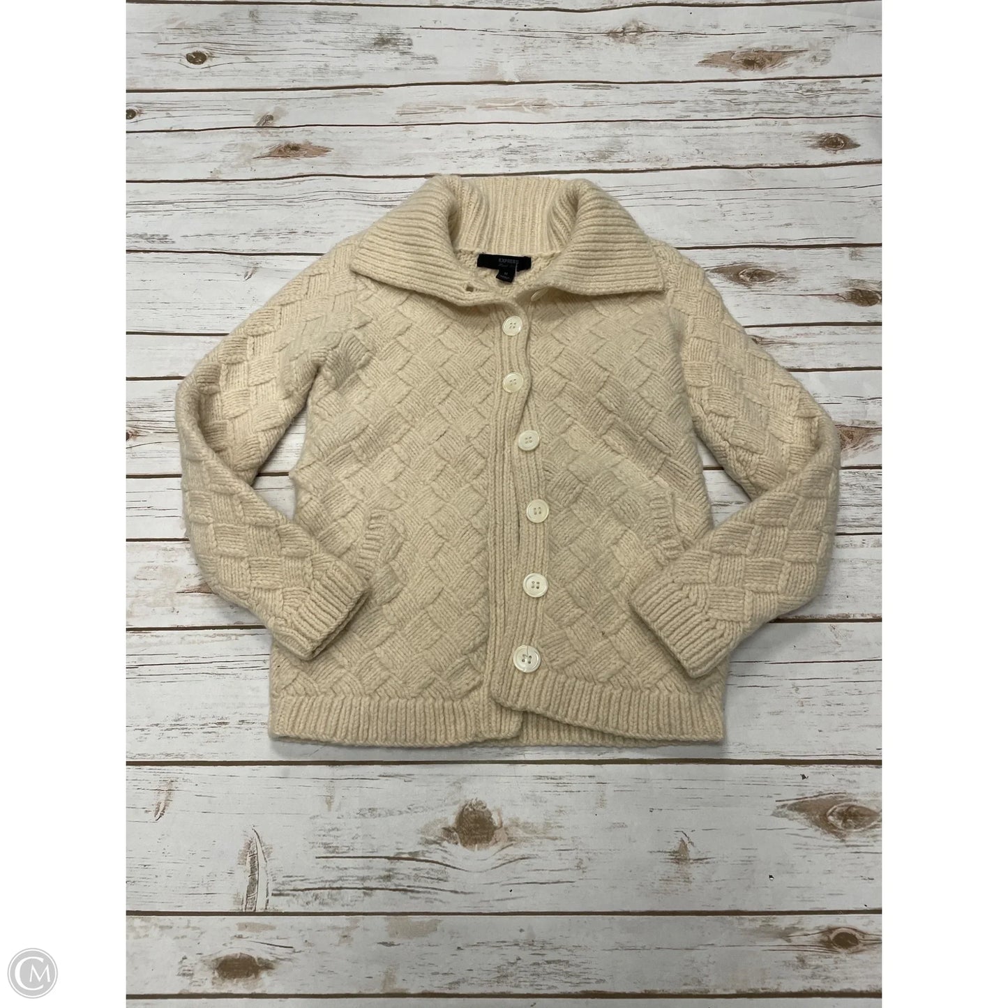 Sweater Cardigan By Express In Ivory, Size: M