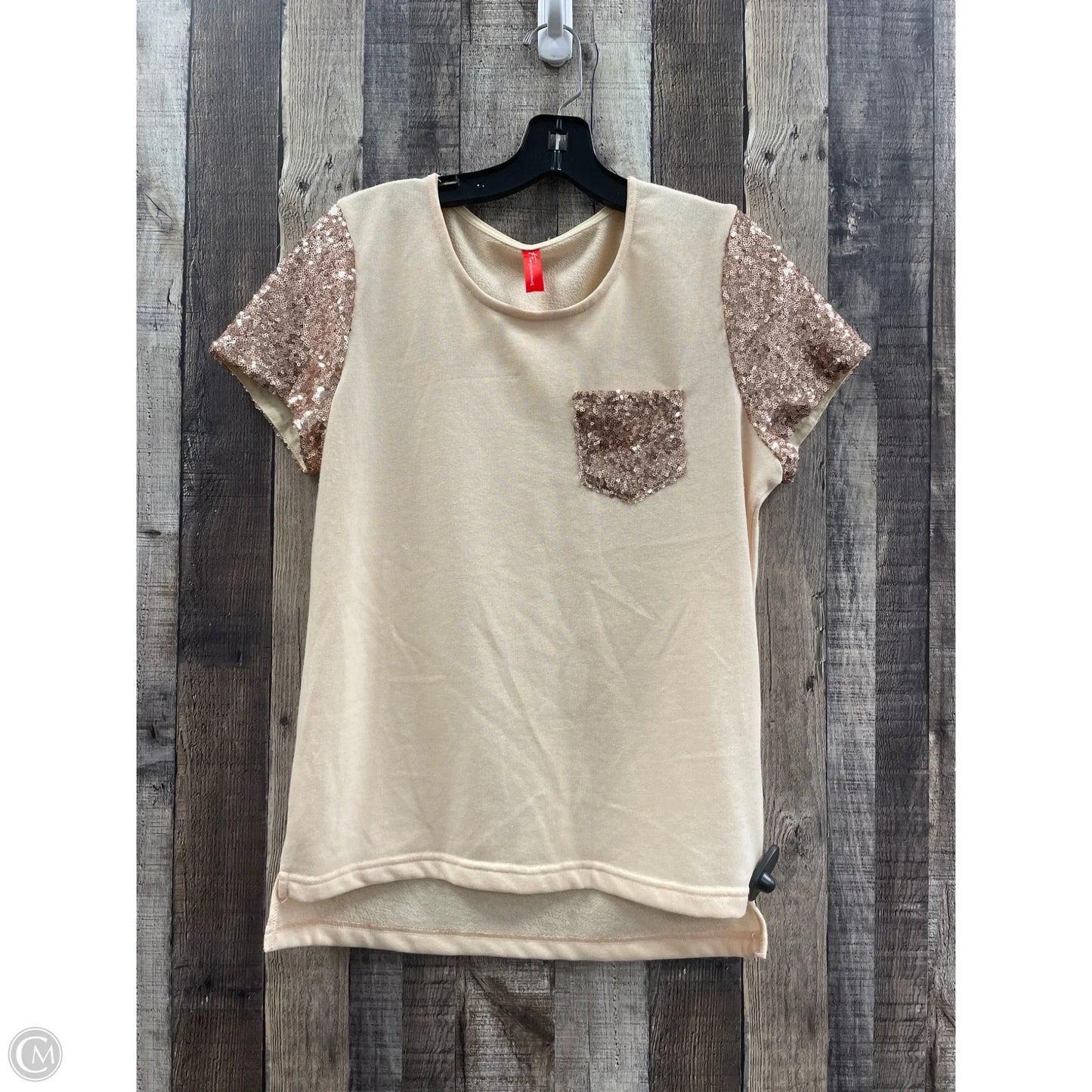 Top Short Sleeve By Cme In Peach, Size: M