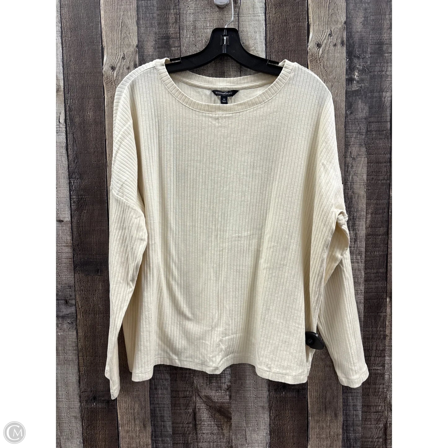 Top Long Sleeve By Banana Republic In Cream, Size: M