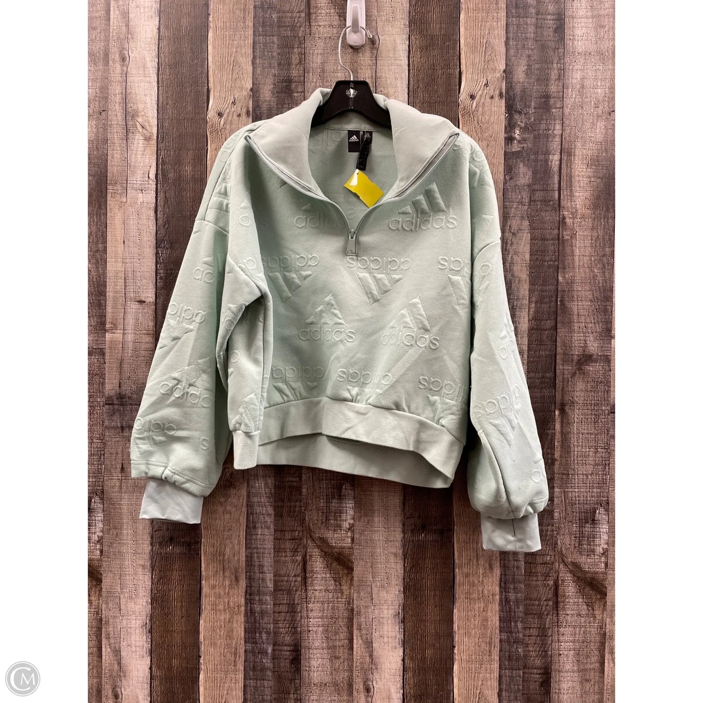 Athletic Top Long Sleeve Collar By Adidas In Green, Size: S